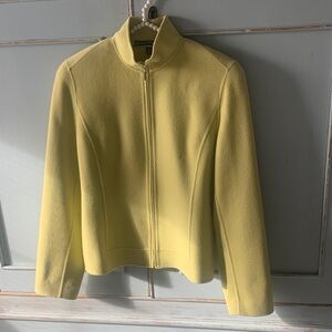Linda Allard Ellen Tracy 100% Wool Zip Jacket in yellowy green Size 8
